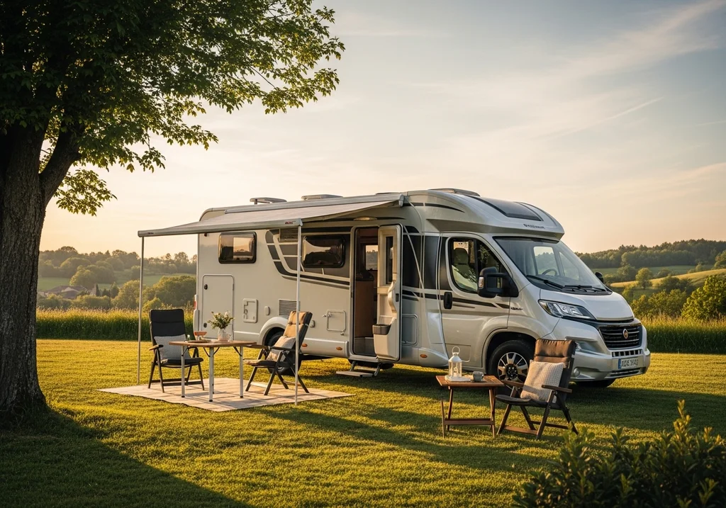 camping car paysage rural