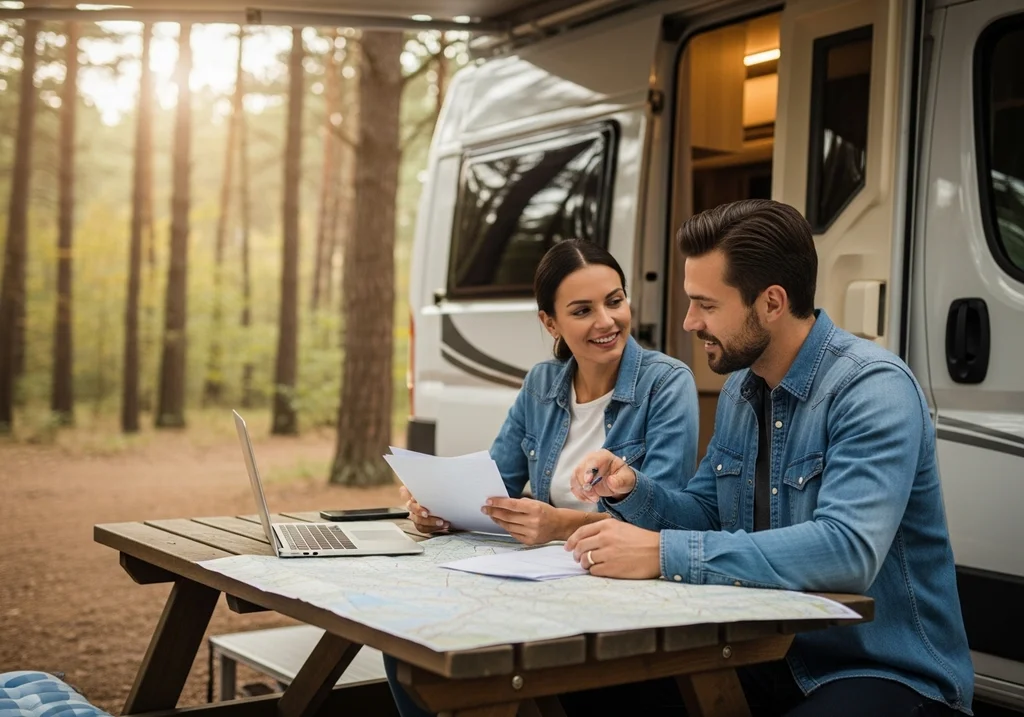 couple camping car nature